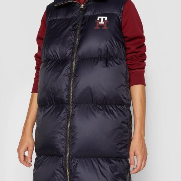 Tommy Hilfiger sleeveless puffer long coat women’s vest size S. Oversized - Picture 4 of 16